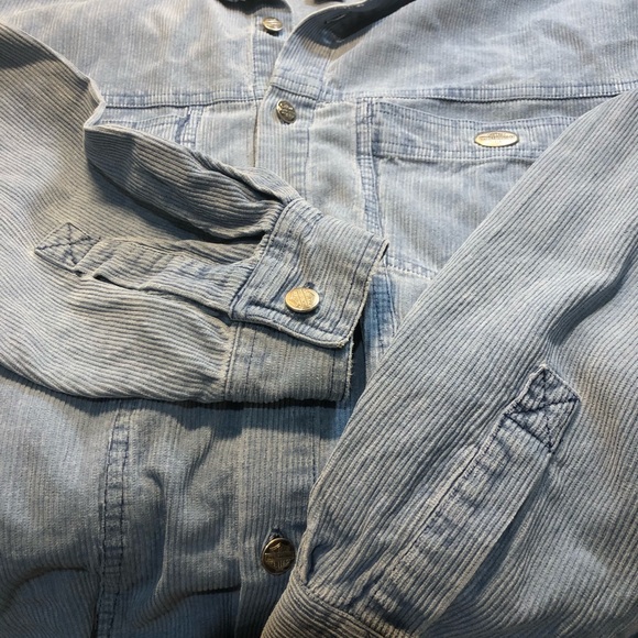 Harley Davidson Corduroy Button Shirt Long Sleeve Blue Biker Motorcycle Large - Picture 8 of 12